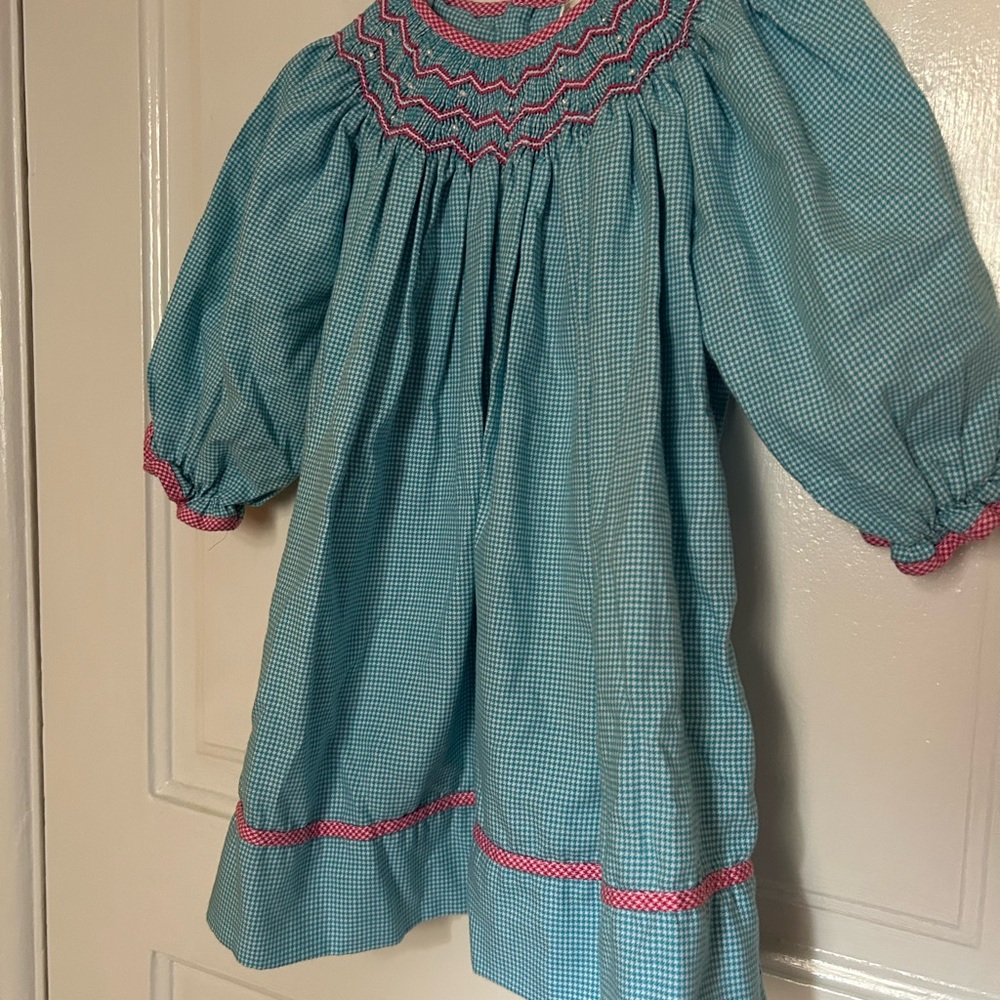 Petit Ami Blue and Pink Checkered Dress